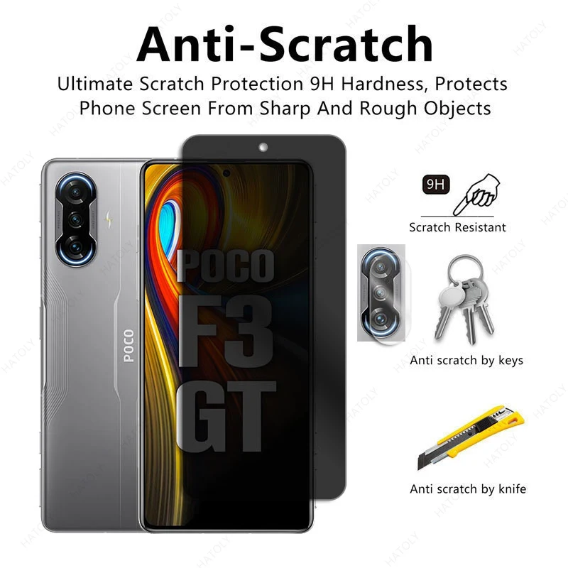 Privacy Screen Protector For Xiaomi Poco F3 GT Anti Glare Glass Camera Lens Protector For Redmi K40 Gaming Anti-spy Glass