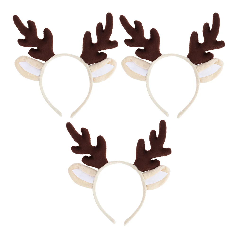 

3Pcs Christmas Reindeer Antler Headbands Soft Cotton Kids Adjustable Xmas Deer Hair Hoops Holiday Party Costume Accessories