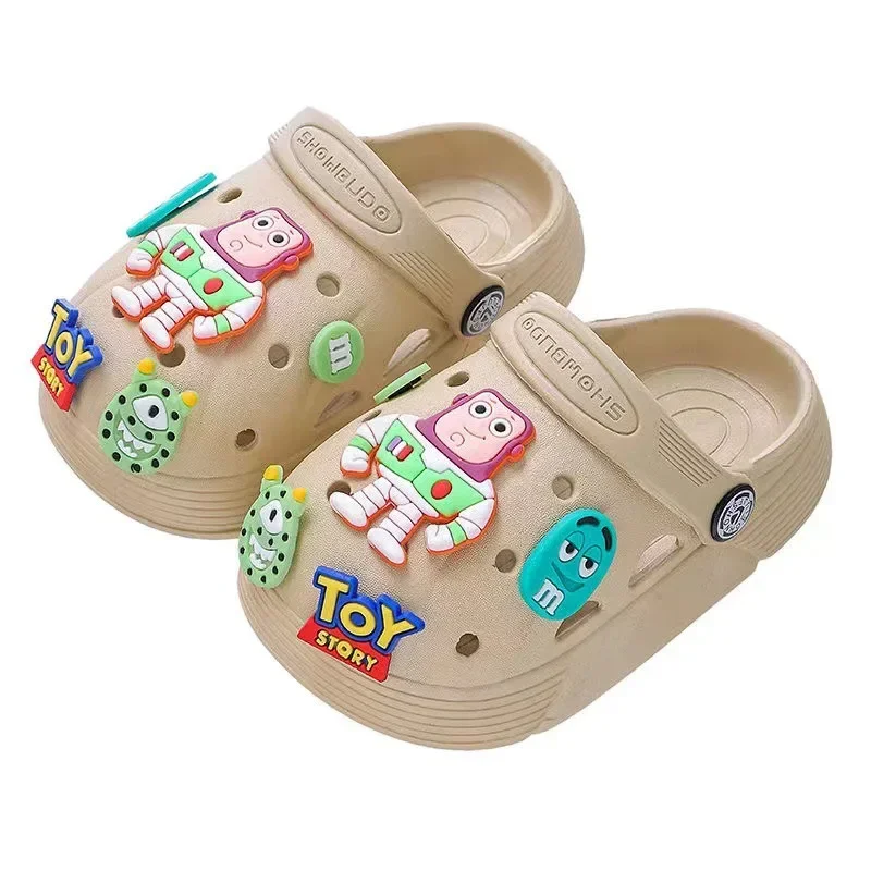 2024 Summer Kids Sandals  Children\'s Shoes Slippers Soft Anti-Skid Cartoon DIY Design Hole Baby Shoes Sandy Beach For Boys Girls