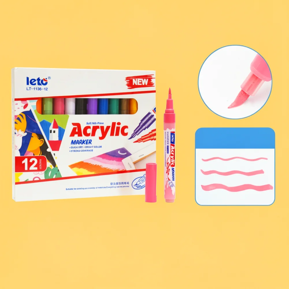 High Quality Acrylic Paint Pens Soft Brush Tip Liquid Ink System For Artistic Creation Drawing Coloring School Art Supplies Set