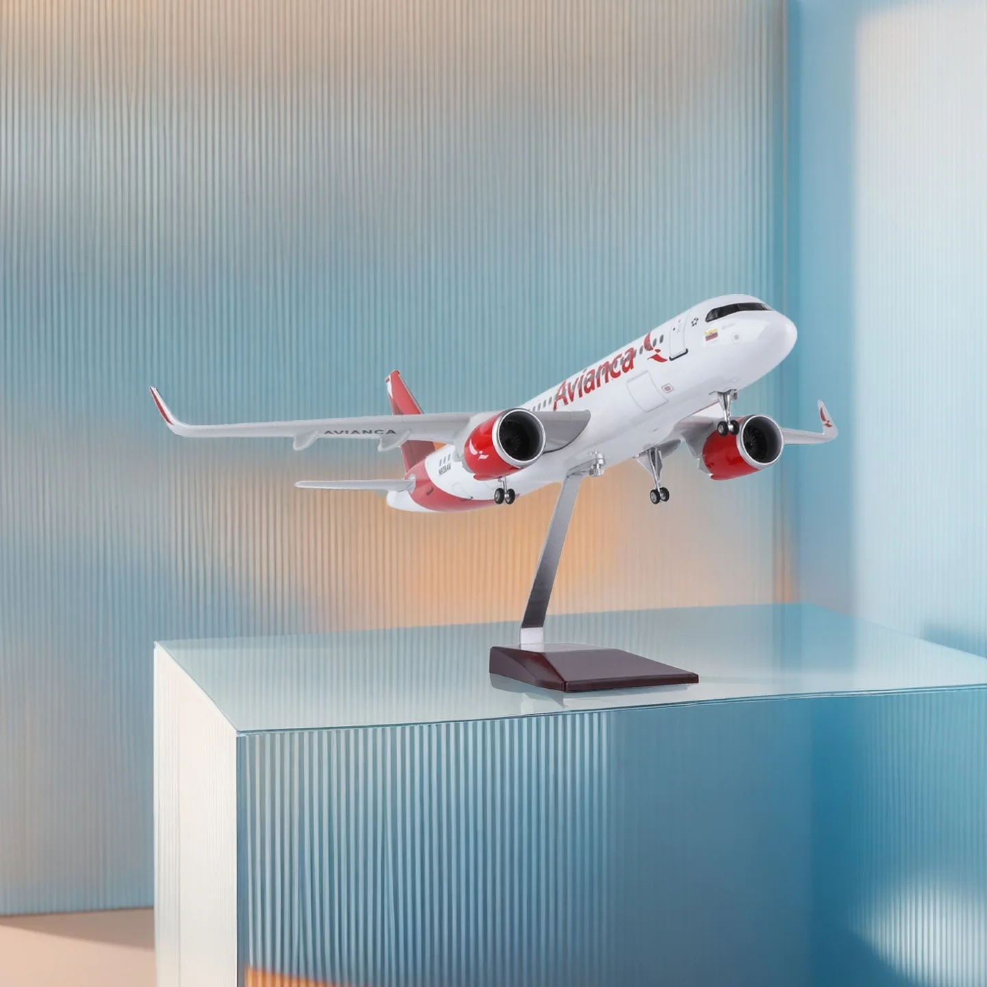 

A320 Aircraft Model 47CM Columbia Airlines Airbus Resin Die-cast Airplane with Lights and Wheels Toys For Adault By Aviation