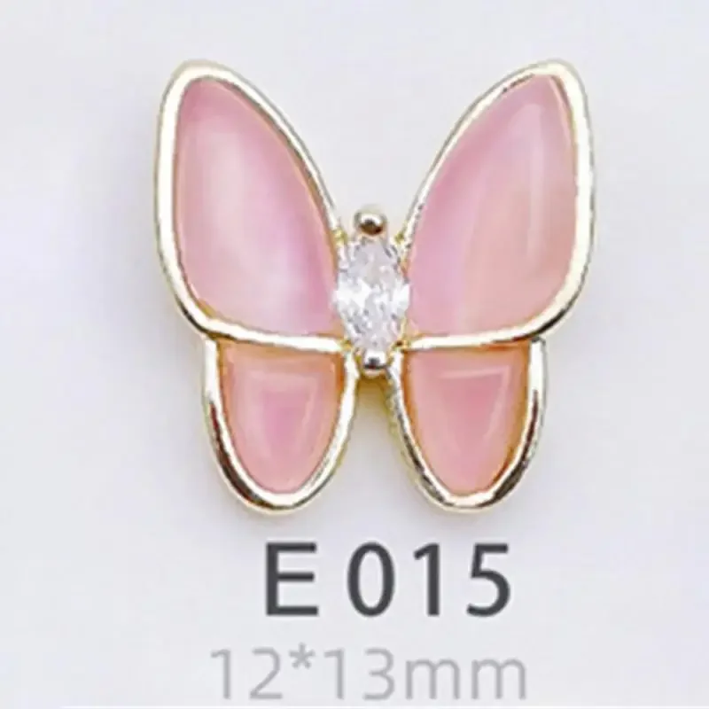 Bag Alloy Zircon Butterfly Nail Jewelry Rose Gold Silver 3D Cat Eye Stone Butterflies Nail Art Decorations Accessories