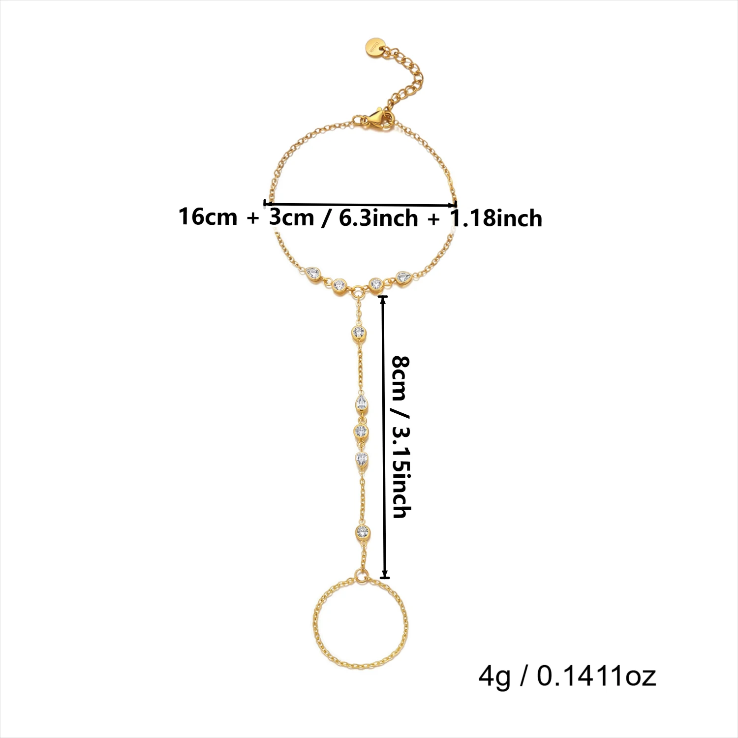 Minimalistisches CZ Edelstahl-Fingerarmband für Frauen Luxuriöse Braut Mehrlagige Handketten Party Hochzeit Schmuck Geschenk Wasserdicht – Detail 21