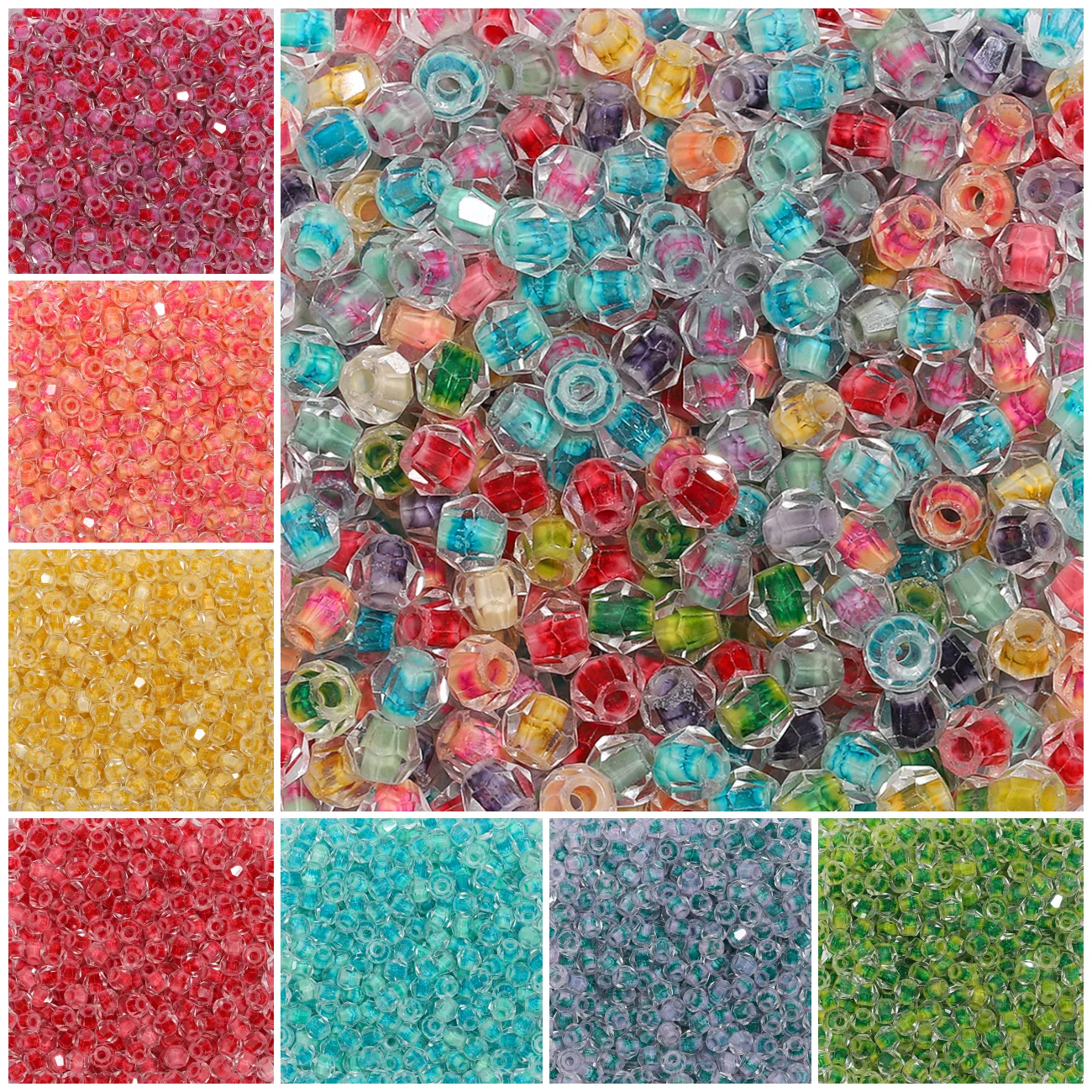 300pcs/box 4.5x4mm Faceted Bicone Glass Beads Transparent Inside Colours Bead For Jewelry Making Diy Bracelets Craft Accessories