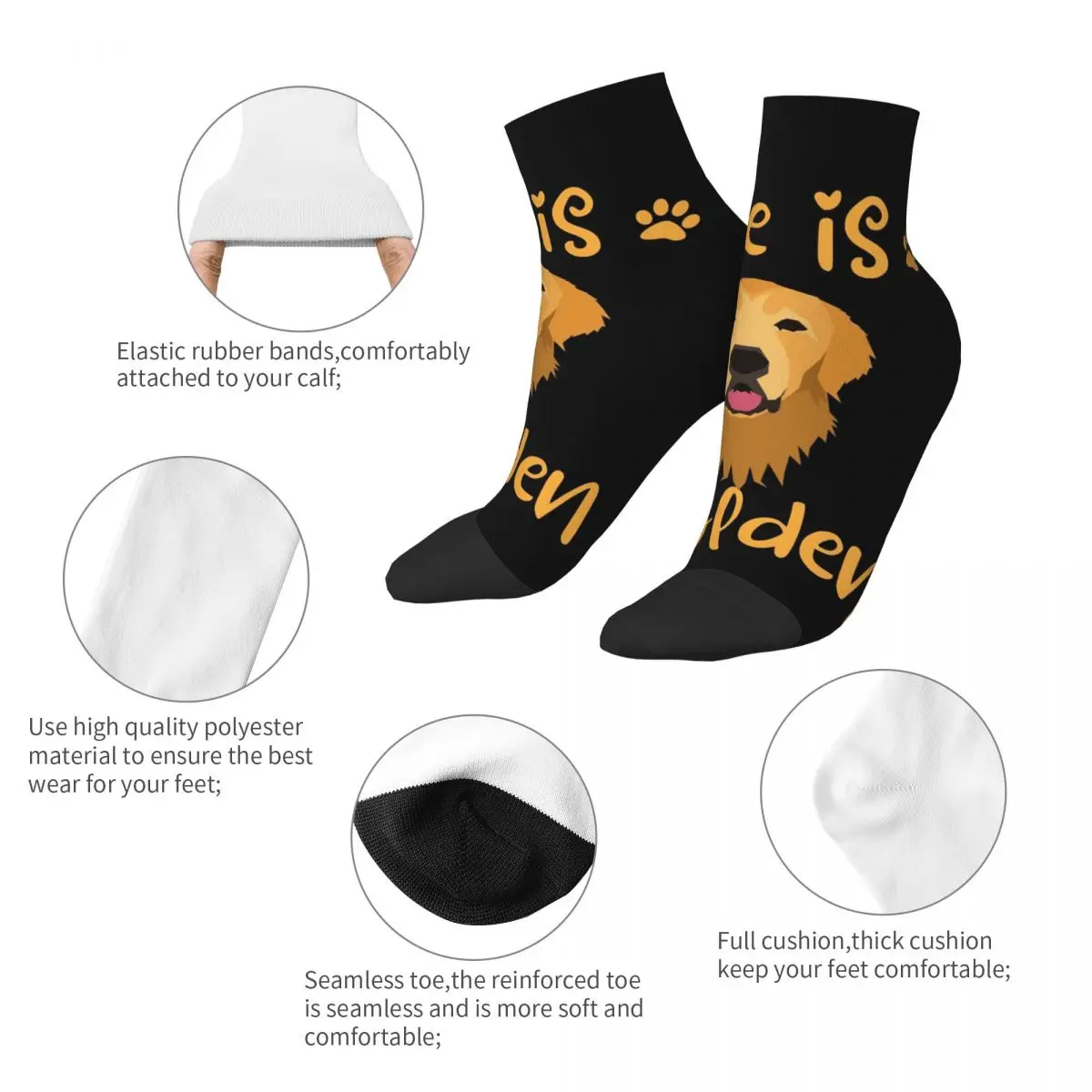 Chaussettes à citation GOLDEN RETRIEVER Harajuku, bas absorbant la sueur, toutes saisons, accessoires pour hommes et femmes, cadeaux