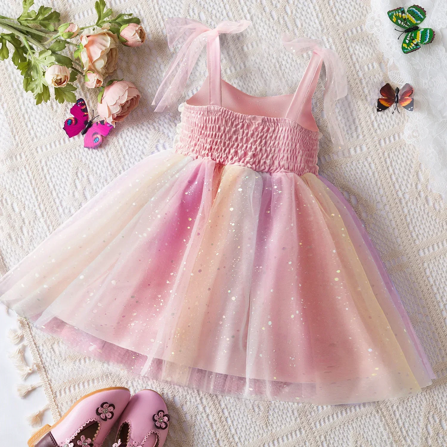 Baby Girl Flower Dress Suspender Sleeveless Fairy Tulle Princess Dress 12M-24M Summer Dress for Girls Birthday Girls Party Dress