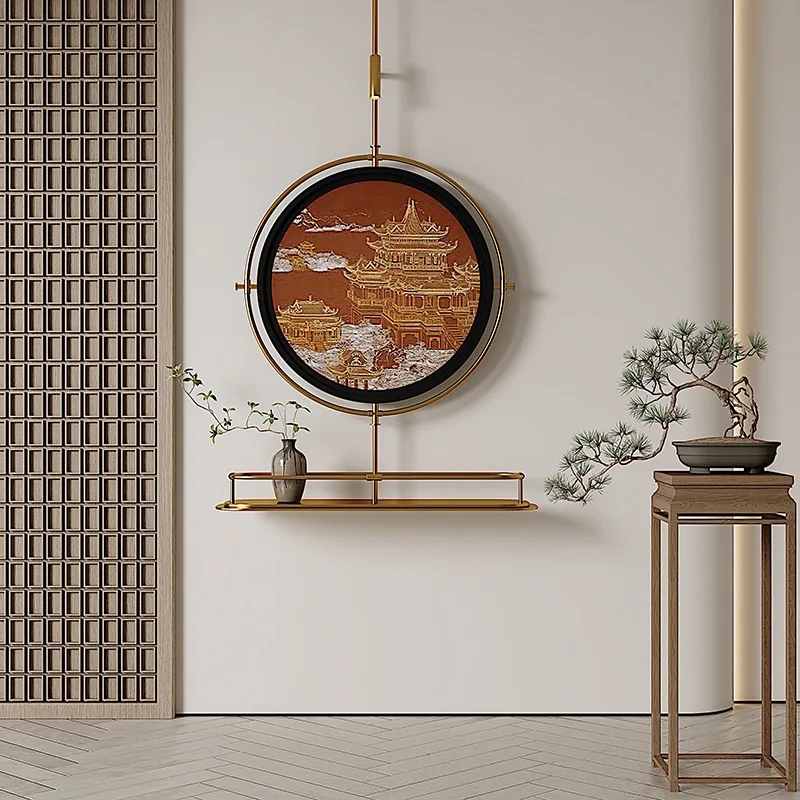 

Medieval style metal wall decoration decoration wall lamp entrance living room sofa background hanging rod luminous painting