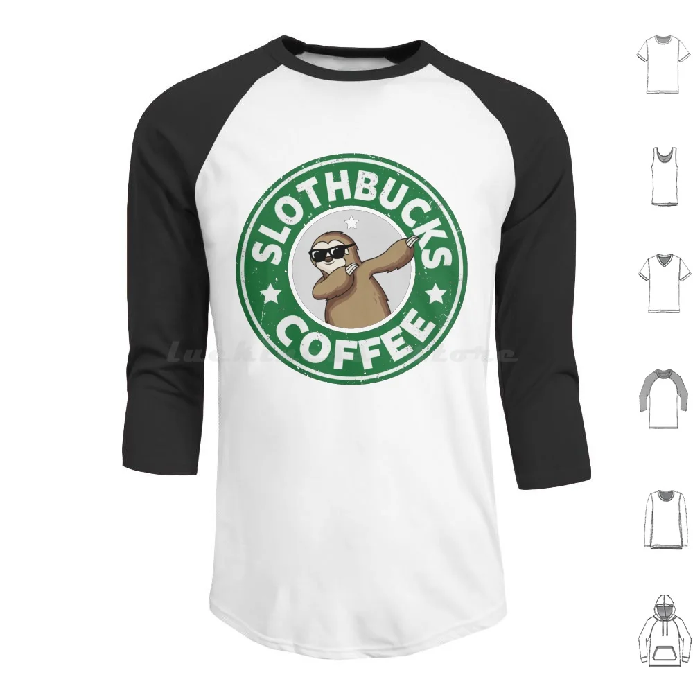 Coffee Hoodie cotton Long Sleeve Coffe Sloth Cute Sloths Animal Animals Funny Adorable Kawaii Cute Sloth Cartoon