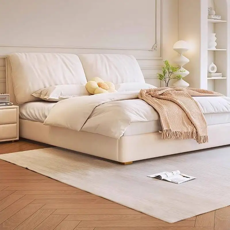 

Organizer Cute Backrest Bed Reading Elegant Unique Lounges Luxury King Bed Adults Modern Household Camas De Dormitorio Furniture