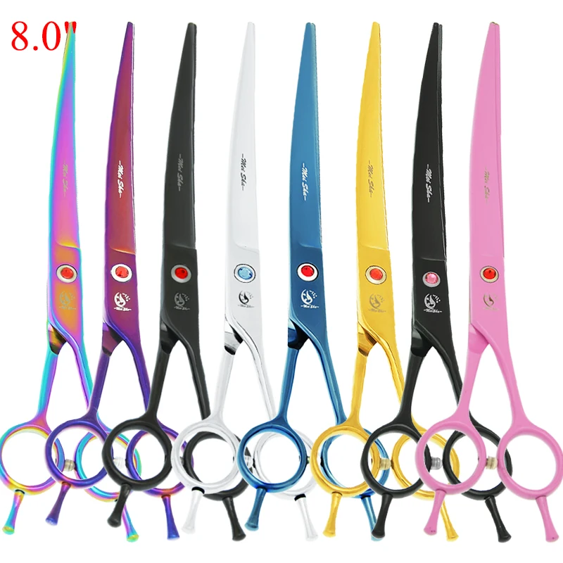 8 inch Meisha Dog Cat Hair Shears Japan Steel Pet Cutting Thinning Curved Grooming Scissors Fur Clipper Animals Supplies B0044A