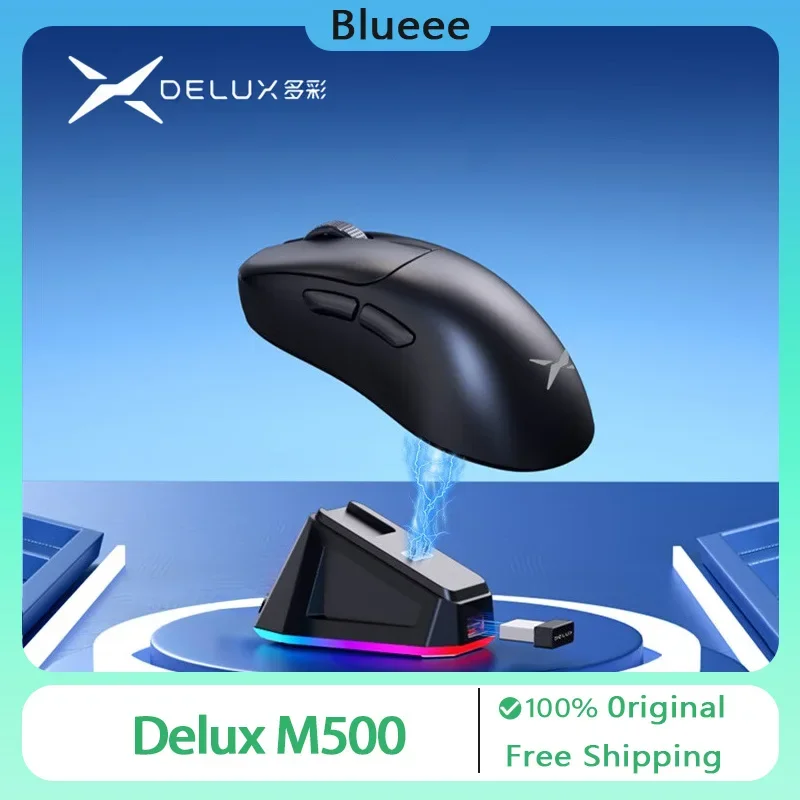 Delux M500 PRO Gaming Mouse Wireless Blutooth Tri-Mode PAW3395 8K Return Rate Ergonomic Lightweight Mouse Gamer Accessories