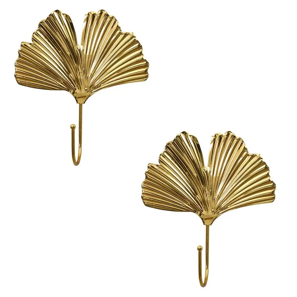 

2pcs Leaf-shape Hooks Golden Silver Nordic Style Wall Hanging Coat Hooks for Bedroom Bathroom Stylish