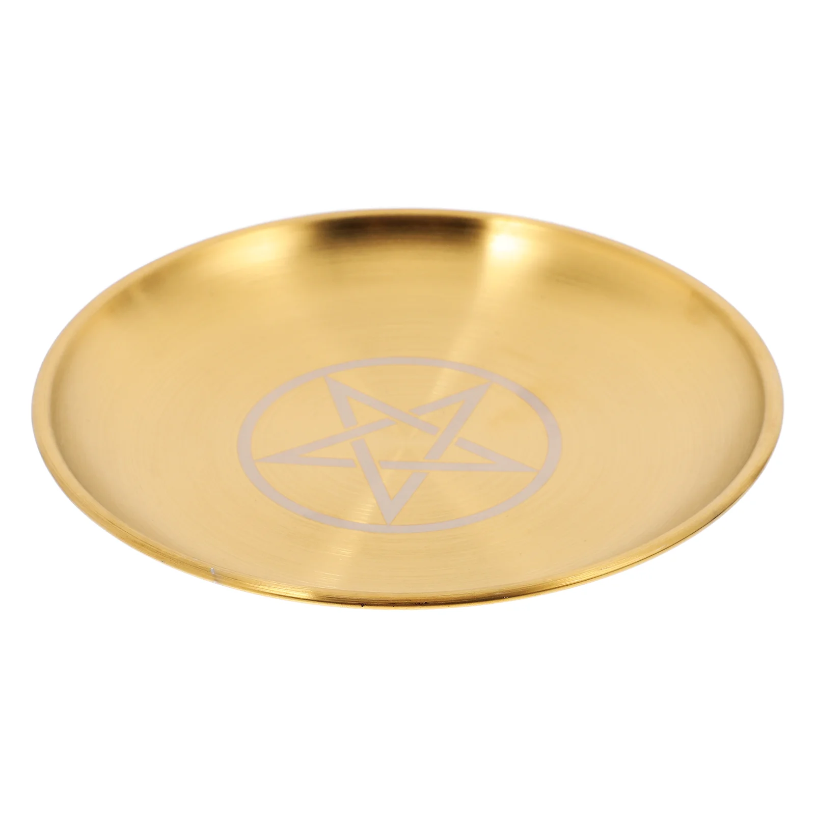 Holder Pentacle Three Phase Moon Gold Disk Ring Tray Altar Jewelry Nightstand Golden Dish Key for Entryway Travel