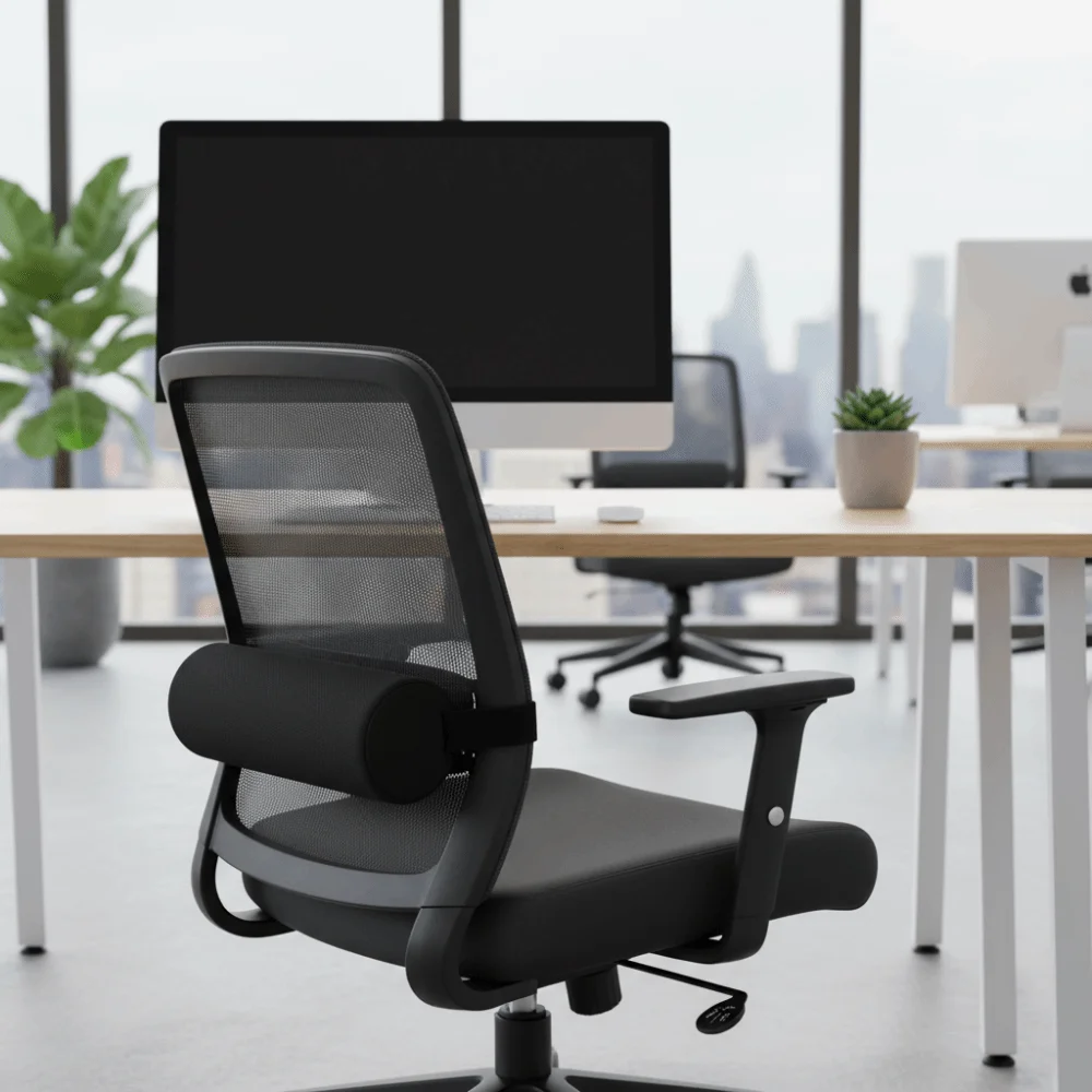 

Washable Foam Waist Pillow Cylinder Ergonomic Auto Seat Back Cushion with Straps Slow Rebound Lumbar Support Cushion Chair