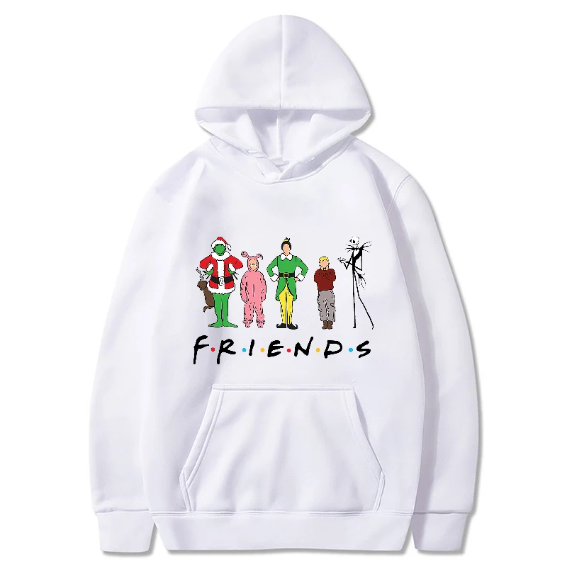 Christmas Hoodies Men Fashion Letter Graphic Printed Sweatshirts Women Casual Harajuku Streetwear Friends Hooded Pullover Coats