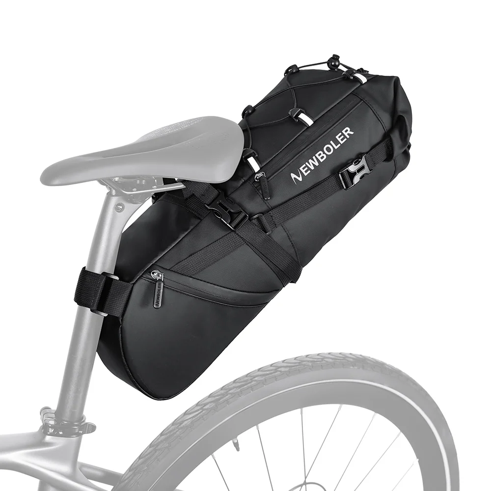 AliExpress NEWBOLER Bike Saddle Bag 18L With Rain Cover MTB Road Bicycle Large Capacity Cycling Bag Foldabe Tail Rear Bag Trunk Accessories