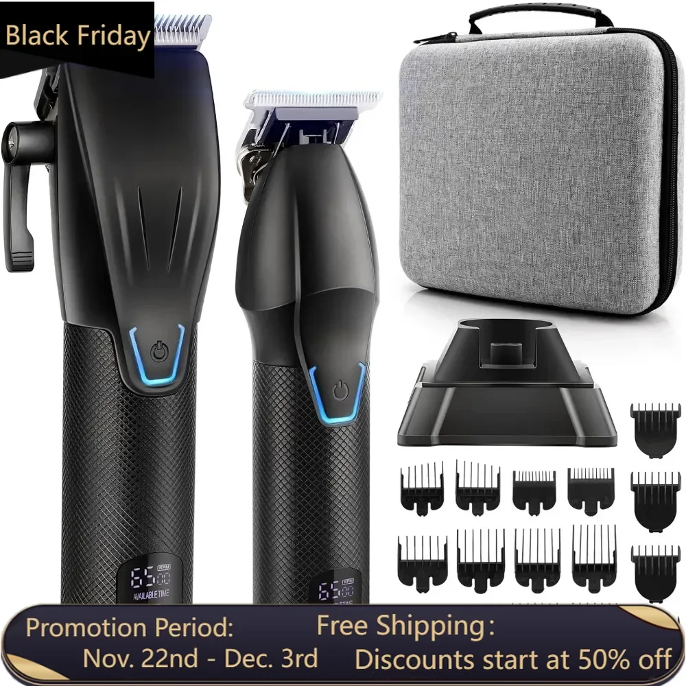 Professional Hair Clippers & Trimmer Set for Man with Charging Base, Cordless 4 Adjustable Speeds Hair Clipper, Trimmer Kit