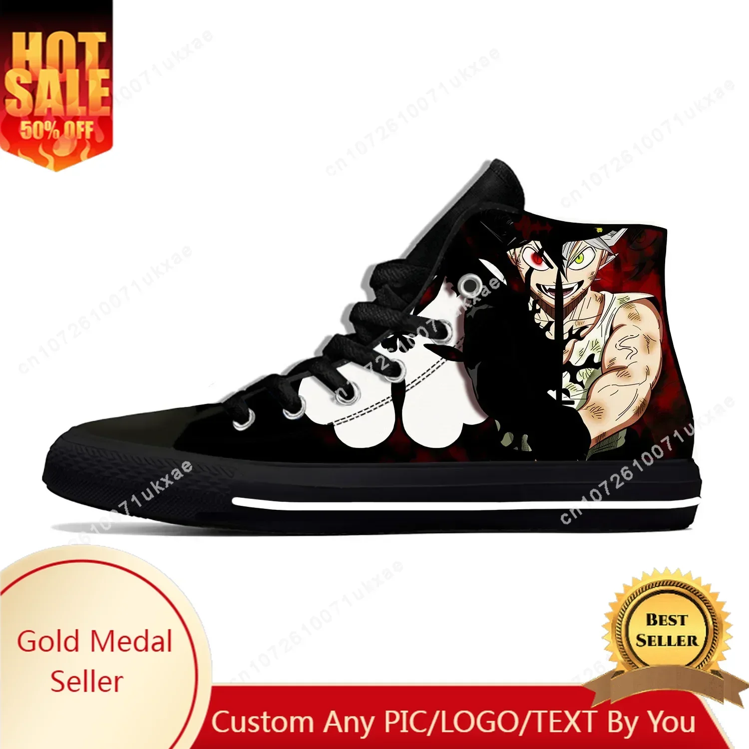 

Japanese Anime Manga Cartoon Black Clover Asta Casual Shoes High Top Hot Lightweight Breathable Mens Womens Teenager Sneakers
