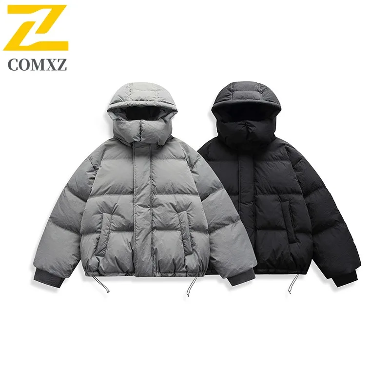 

COMXZ Mens Jacket 2025 New Winter Detachable Down Coat Workwear Korean Style Slim Fit Casual Streetwear Lightweight Puffer Men