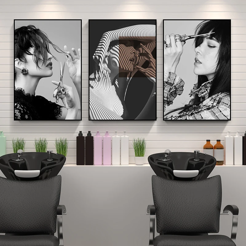 Modern Barber Shop Decorative Painting Hair Salon Hair Salon Hairstyle Posters and Prints for Porch Living Room Wall Art Cuadros