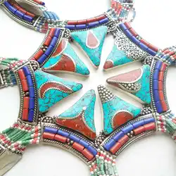 Nepal Indian Copper inlaid Stone Big Pendant Necklace Multi Designs TNL591