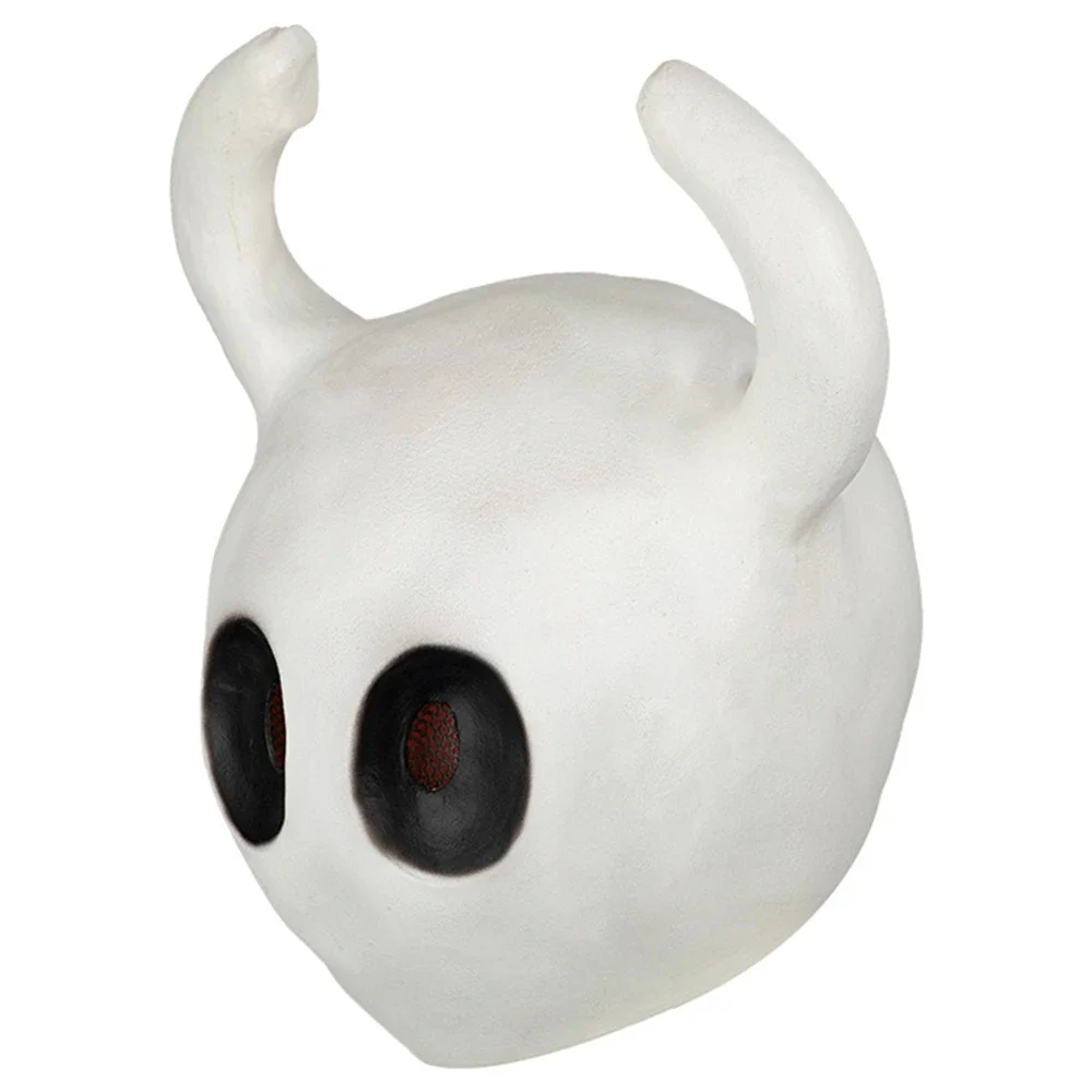 Pure white latex hollow knight mask two cornered game mask Halloween role-playing costume props