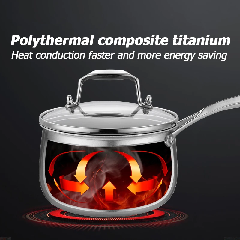 Titanium milk pot  2L uncoated hot pot cookware Pan Kitchen stockpot steamer baby milk pan noodle pot Hot oil induction cooker