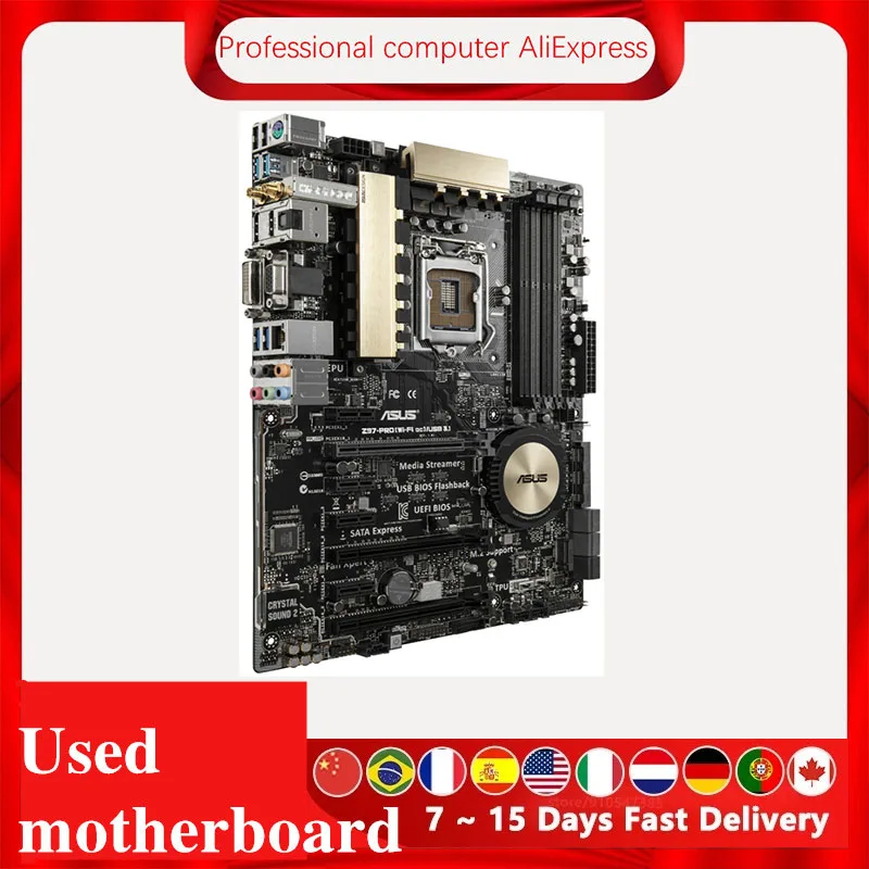 Imagem -02 - Placa-mãe Desktop Usada para Asus Z97 Lga 1150 Sata3 Usb 3.0 Wifi ac Z97 Pro Core i7 i5 i3 Placa-mãe Original Usb 3.1