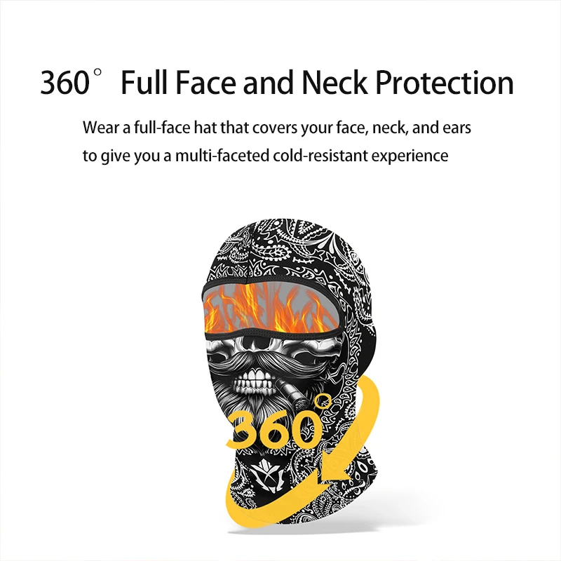 Winter Warm Plus Velvet Balaclava Motorcycle Cold-proof Scarf Ski Full Face Mask Skull Clown Windproof Neck Cover Cycling Cap view 4