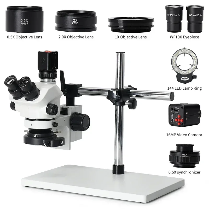 Real photo 24MP 1080P HD-MI Video Camera 3.5X-100X Continuous Zoom Stereo Trinocular Microscope for mobile repair