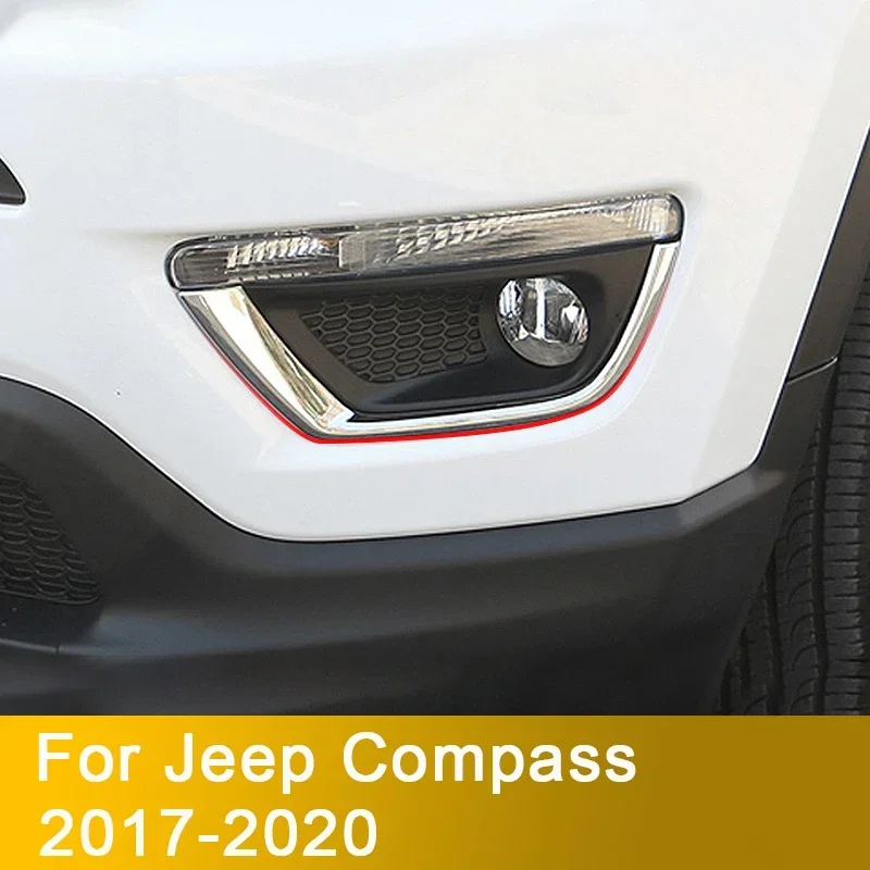 

For Jeep Compass 2017 2018 2019 2020 ABS Front Bumper Fog Light lamp Cover Trim Garnish Molding Accessories