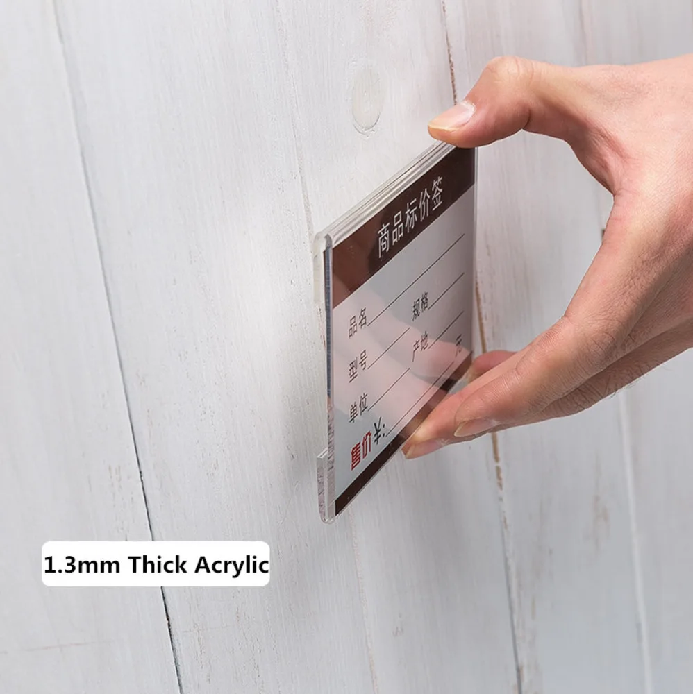 20pcs/lot Wall Mount Shelf Acrylic Sign Holder Price Name Card Tag Label Stand Display with 3M