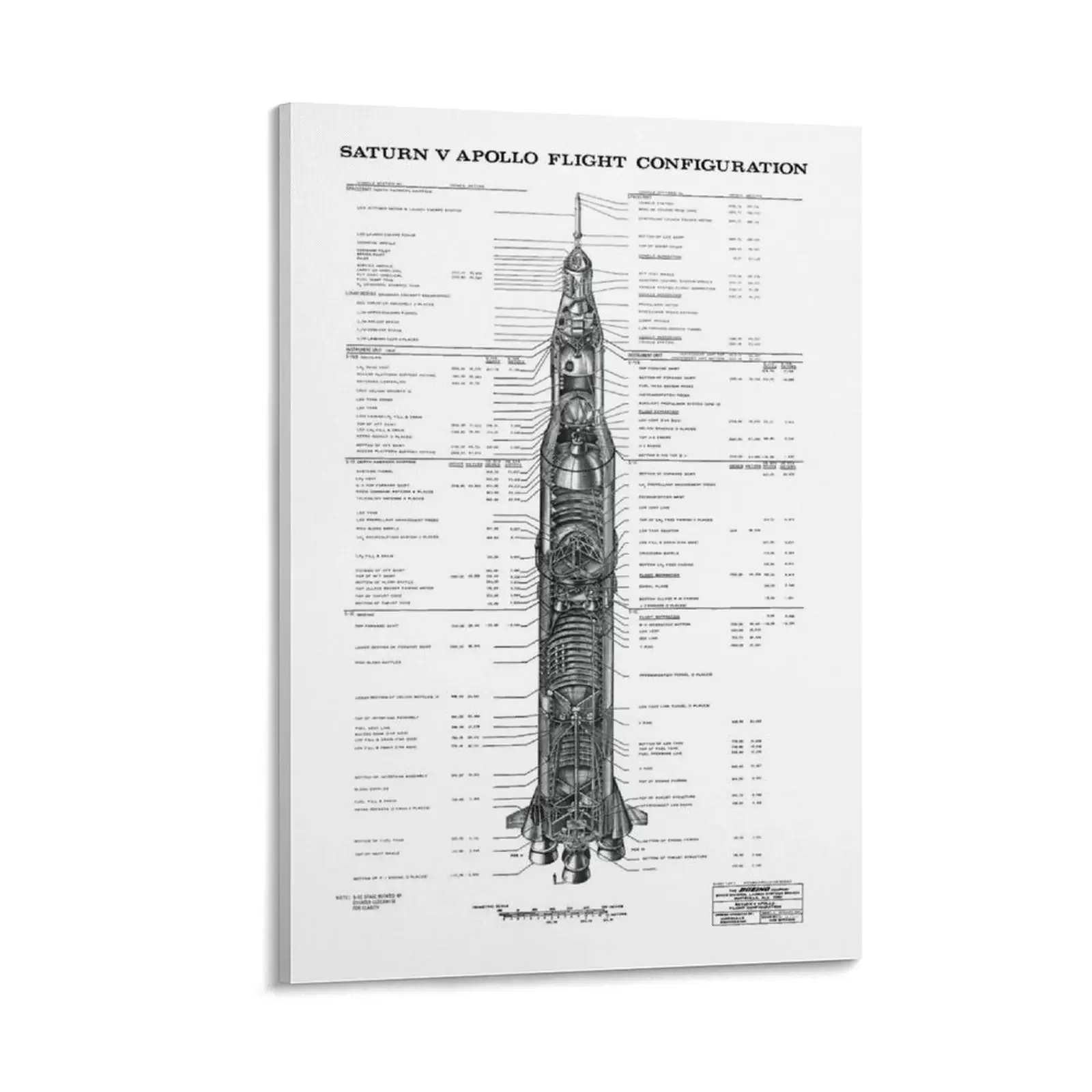 Apollo Saturn V Blueprint in High Resolution (white) Canvas Painting bedrooms decor Wall posters anime room decor