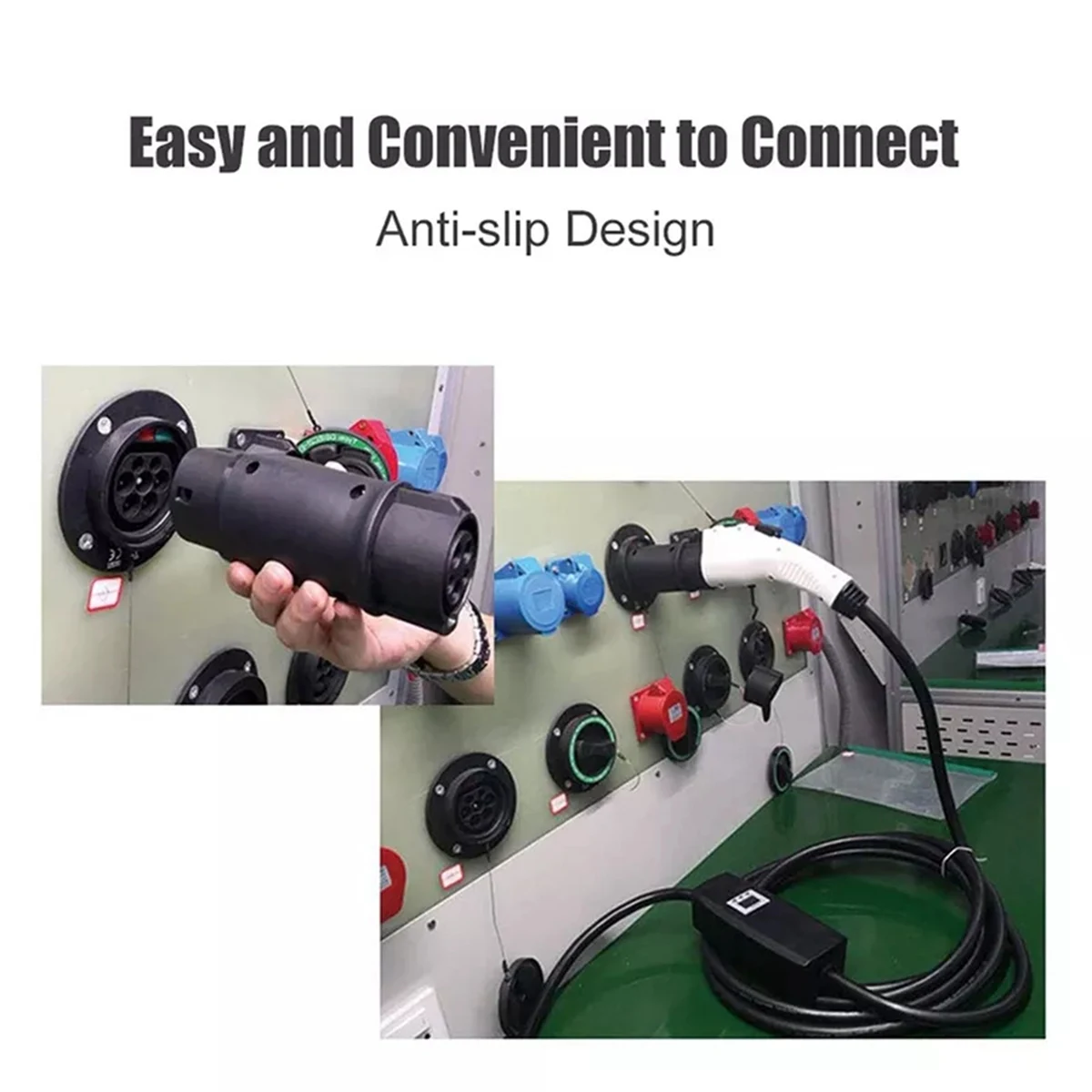 EVSE EV Adaptor 32A J1772 Type 1 to Type 2 Plug EV Adapter, Electric Cars Vehicle Charger Charging Connector