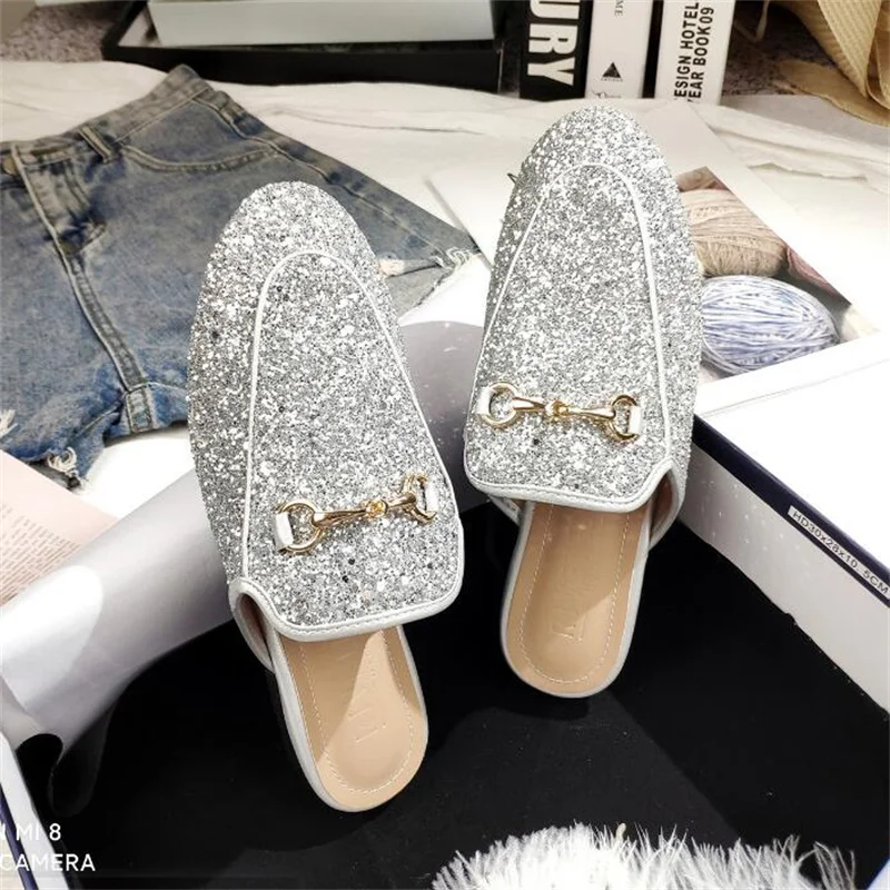 Slippers Mules Shoes Women 2022 New Style Outer Wear Flat shoes Muller Lazy Shoes Vacation Beach Leisure Half-Drag Women