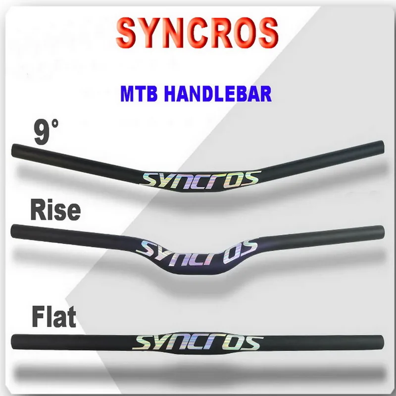 

SYNCROS-Full Carbon Fiber Handlebar, Mountain Bike, BMX, Flat, Rise, 9 Degree, MTB Bicycle Accessories, Chrome, Latest, 31.8mm