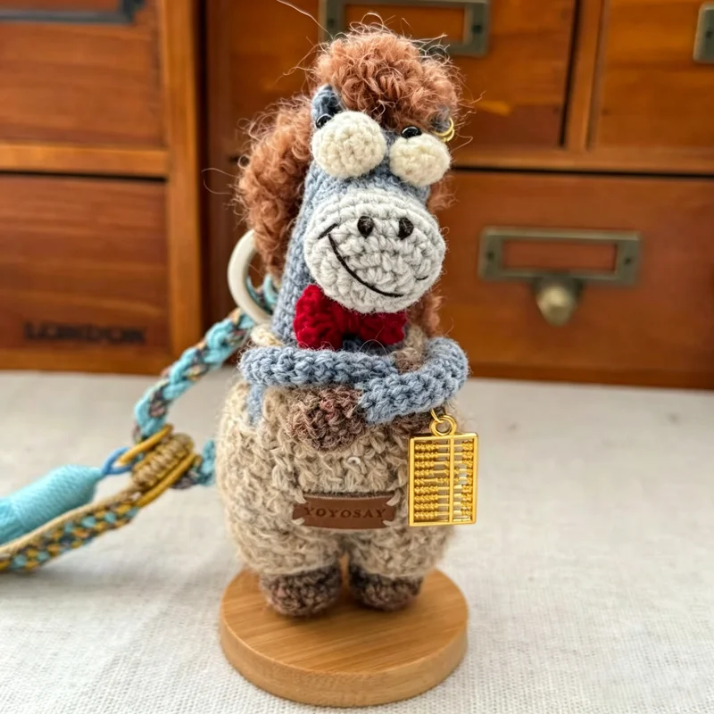 custom-name-handmade-crochet-horse-amigurumi-keychain-personalized-bag-charm-pendant-cute-knitted-animal-accessory-gift