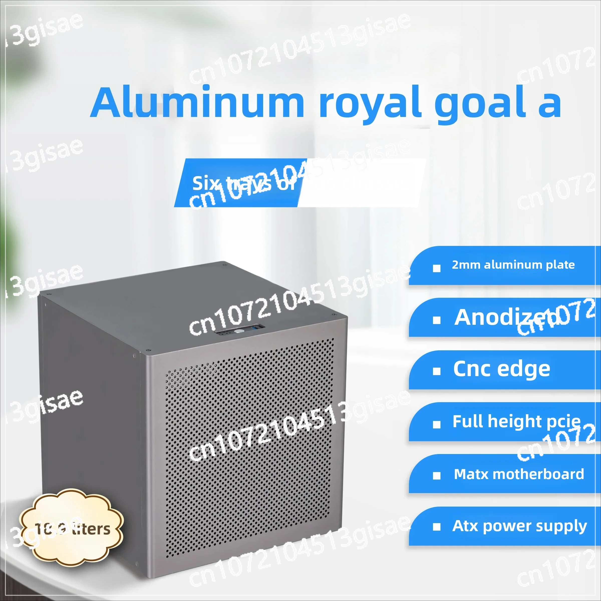 Anodized Aluminum Desktop Computer Case Suitable for MATX Motherboard ATX Power Supply, Auriga 6-row NAS Case 2mm - view 3