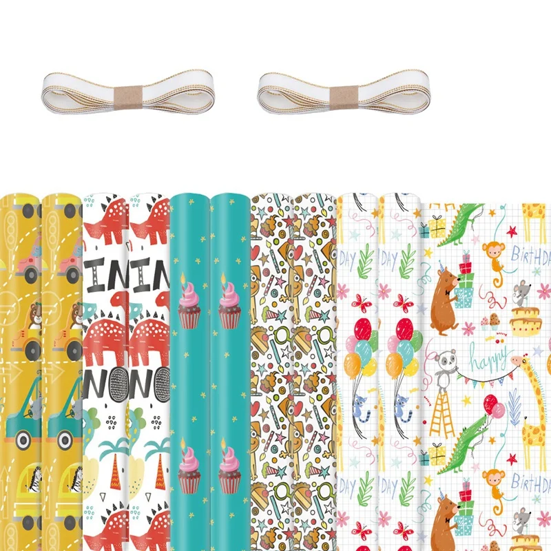 10Pcs Wrapping Paper Sheets For Kids,Birthday Party Wrapping Paper Gift Wrap Papers,Present Gift Wrapping Paper