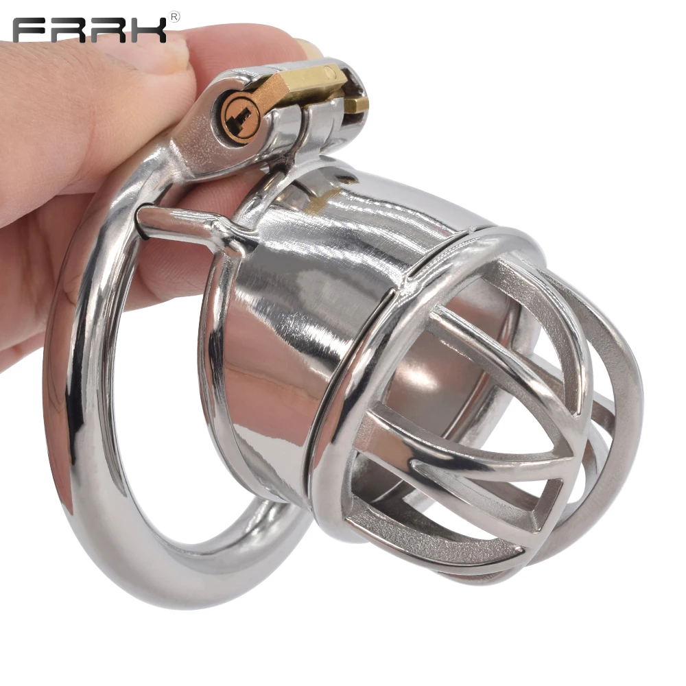 FRRK Metal Penis Cage Stainless Steel Male Chastity Belt Bondage Gear Sex Ring BDSM Cockring Men Stretching Erotic Toys Shop