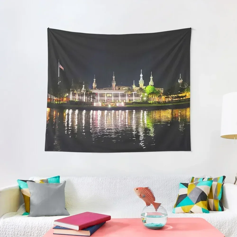 City Of Tampa Riverwalk And The University of Tampa Tapestry Korean Room Decor Outdoor Decor Tapestry