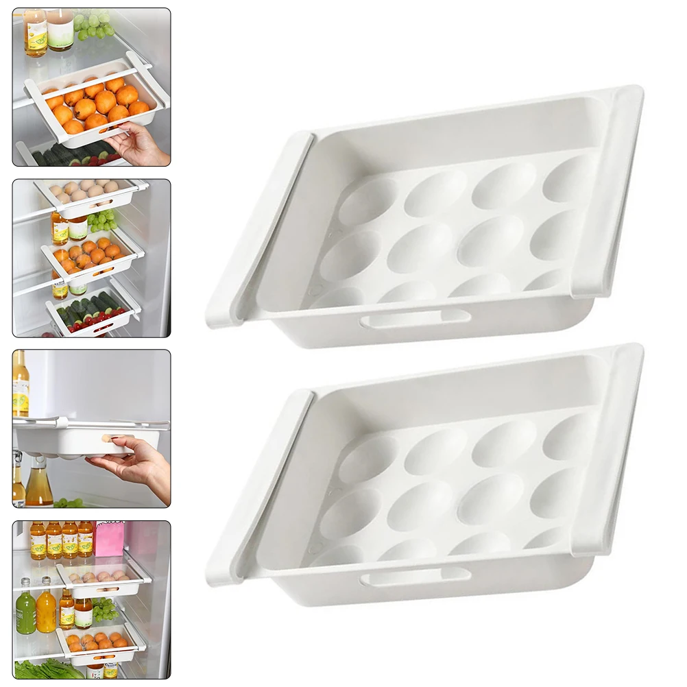 2 Pcs Large Capacity Cases Refrigerator Storage Boxes Drawer Type Egg Holders Household Preservation Containers Multi Grid Egg