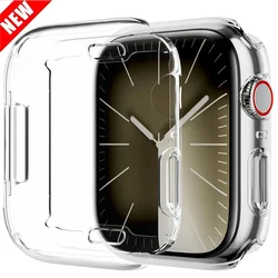 Capa Completa para Apple Watch, Capa de Silicone Transparente, Protetor de Tela, iWatch Series 8, 7, 6, 5, 4, 3, 2, SE, 38mm, 40mm, 41 milímetros, 42 milímetros, 44 milímetros, 45 milímetros