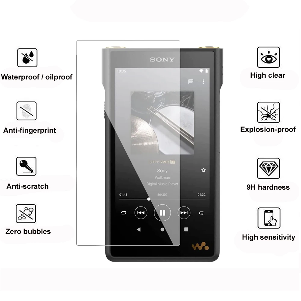 9H Scratch-Proof Premium Protective Screen Protector for Sony Walkman NW-WM1AM2 WM1AM2 NW-WM1ZM2 WM1ZM2 Tempered Glass Film