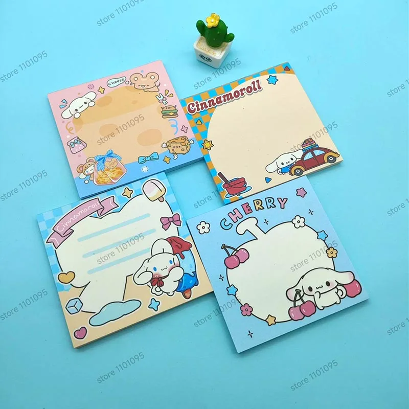 4pcs/lot Sanrio Cinnamoroll  Memo Pads Sticky Notes Kawaii Stationery Notepad Post Office School Supplies Kids Gift