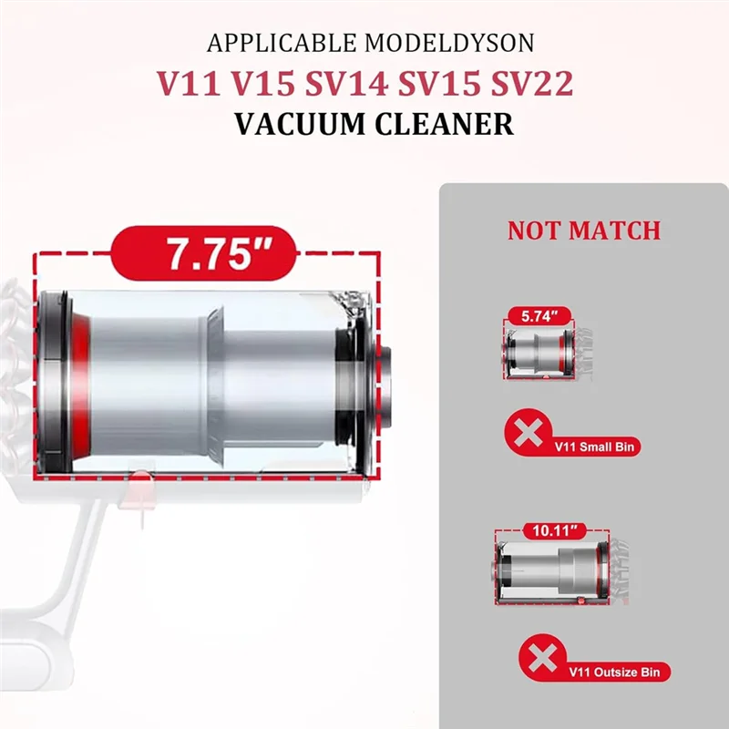 Dust Container Replacement Parts For Dyson V11 V15 SV14 SV15 SV22  Vacuum Cleaner Parts T8 Screwdriver Part 970050-01