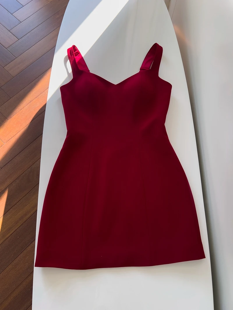 

Red High-End Retrofit Red Slim-Fit Dr Wedding Anniversary Par Cisas Faion Polyester Fiber ort Svel Dr