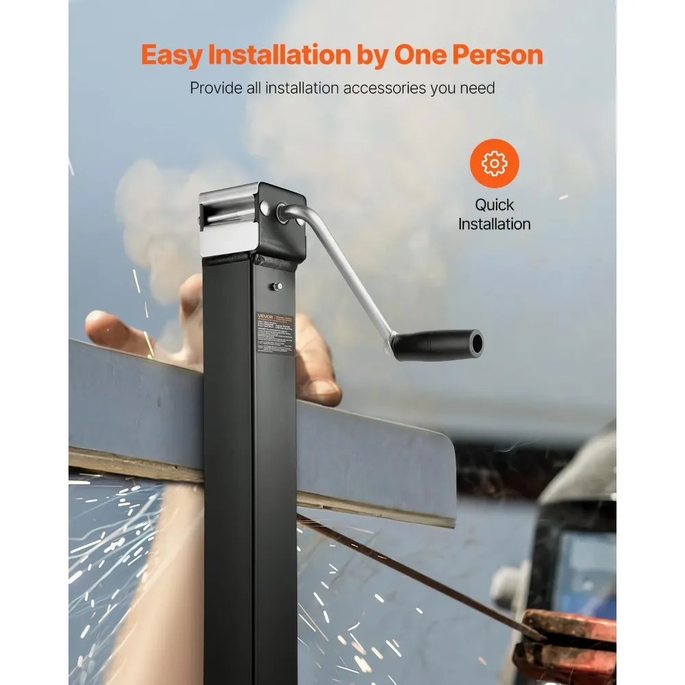 8000lbs Capacity Heavy-Duty Square RV Jack with 15.25 Inch Lift and Adjustable Drop Leg for Various Vehicles