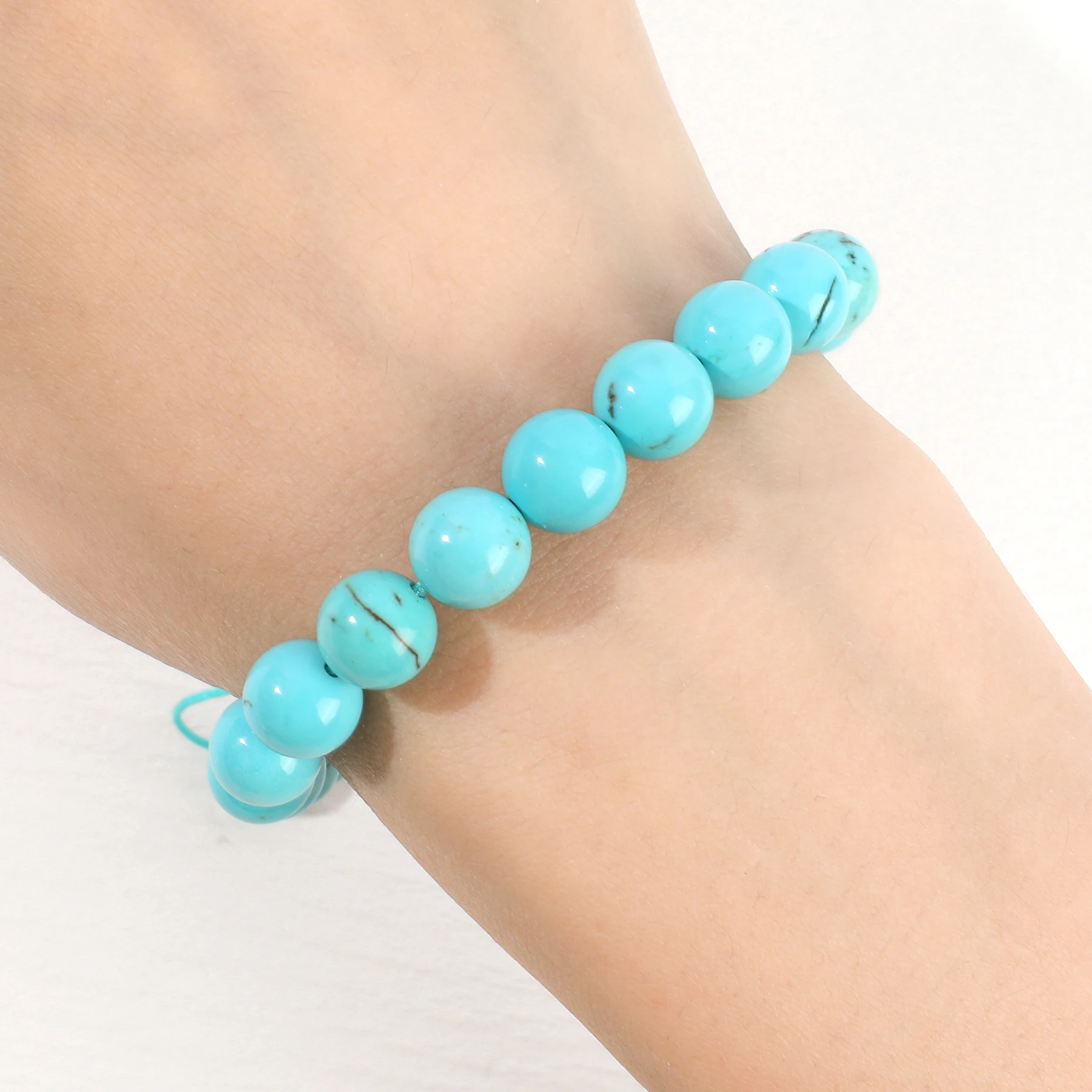 IDEAJOY Blue Turquoise Natural Stone Bracelets For Women Fashion Jewelry for Ladies Girl Gift Trendy Beaded Adjustable Bracelet