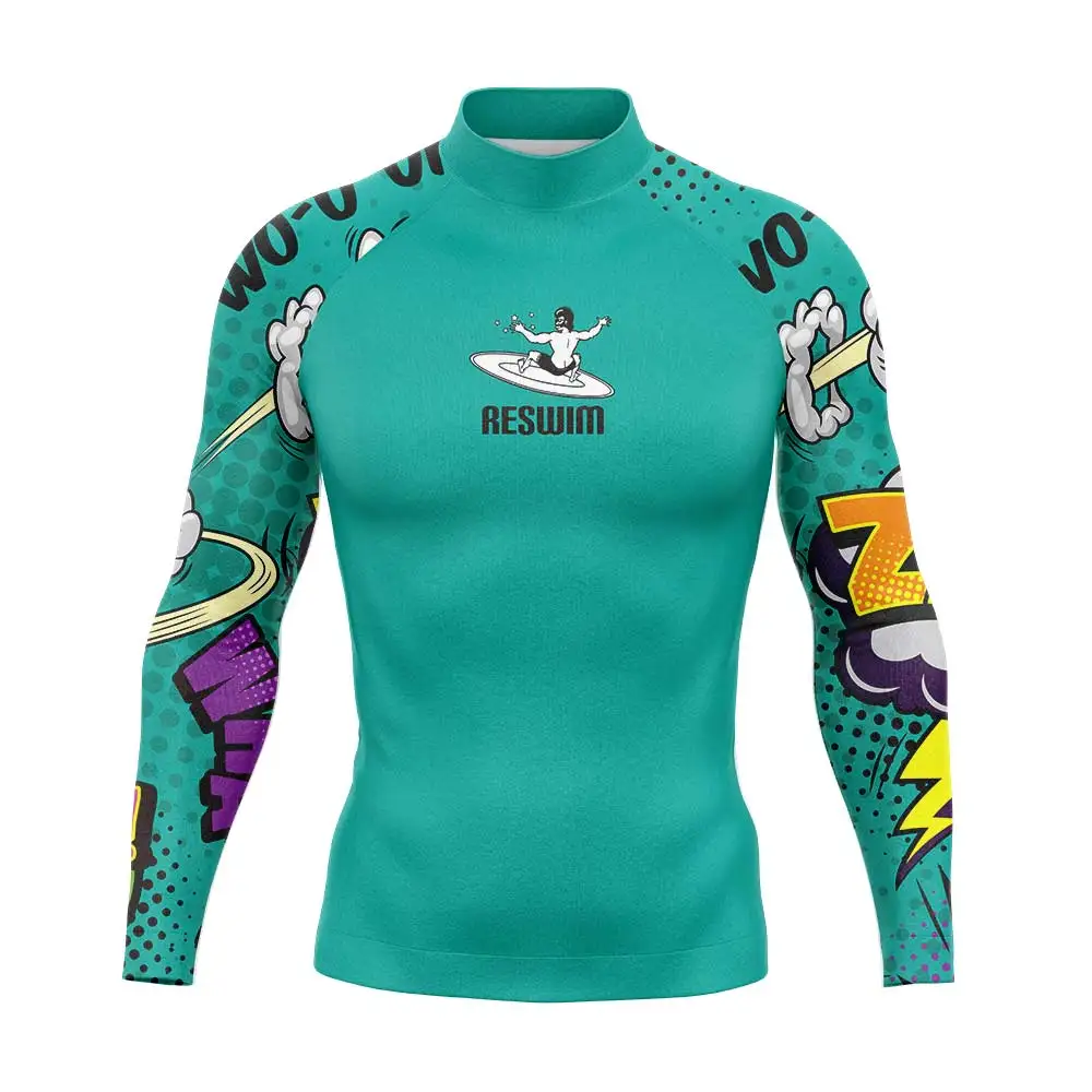 

New Men Swimming T-shirt Swimsuit Beach UV Protection Rash Guard Long Sleeve Surfing Suit Diving Swimwear Surf Clothes Rashguard